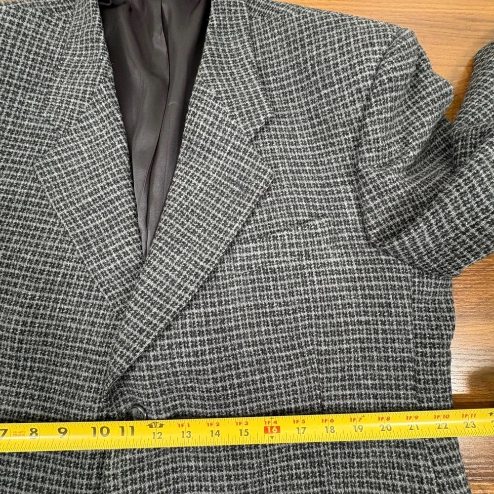 Bill Robinson 46R Grey Check Plaid Wool Lambswool‎ 3-Button Blazer Sport Coat